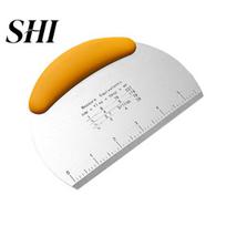 Stainless Steel Pastry Scraper Dough Cutter Bench Double-scale Design Non-slip Non-Slip Handle Tool for Home Comfortable geltona