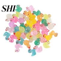 Mini Duck Statue 10/20/30/40/50/100Pcs Figurine Glow-in-the-dark Resin Little Ornament Tiny Miniature Decor Animal Toy Fairy Garden Microlandscape 10 pcs