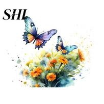 Wall Art Decal Colorful Butterflies Flower Toilet Sticker Removable Self-adhesive Waterproof PVC Living Durable Bathroom Room Floral Lid Decoration B
