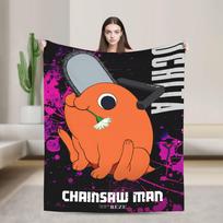 Anime C-Grandininis pjūklas Pochita Antklodės Kokybiškos Minkštos Šiltos Lovos Patalynė Žiemos Stovyklavimas Svetainė Naujoviškas Patalynės Užtiesalas 75X95CM