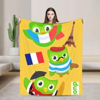 Duolingos Pelėda Duo Flanelinis pledas Šilti minkšti patalynės užtiesalai svetainei Lėktuvo kelionės raštas Lovatiesė Sofos lovos užvalkalas 75X95CM