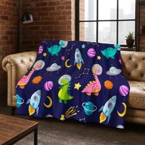 Vaikiškas animacinis dinozauras kosmoso planeta flanelinis pledas minkštas šiltas pledas miegamojo kambariui svetainei biurui kelionėms stovyklavimui iškylai 75X95CM