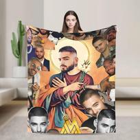 Minkštas šiltas pledas Kelionei Biurui Maluma reperio mesti pledas Flanelinis lovatiesė Sofai Kėdei Spausdinta sofos lovos uždangalas 75X95CM