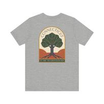 Connecticut Tree Art Deco T-Shirt | Retro New England Landscape Graphic Tee | Connecticut Gift XL