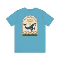 Massachusetts Whale Art Deco T-Shirt | Retro Bay State Nautical Graphic Tee | Massachusetts Gift 4XL