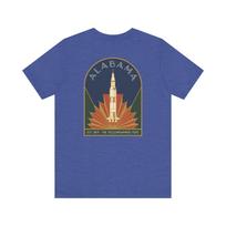 Alabama Rocket Art Deco T-Shirt | Retro Space Travel Graphic Tee | Alabama State Pride Gift 3XL