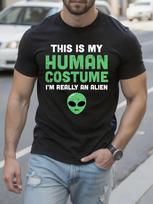 Funny Halloween Alien Costume Tshirt - This Is My Human C... S įvairiaspalvis