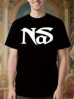 Nas Hip Hop Graphic Tshirt - Bold NS Print Black Cotton C... S įvairiaspalvis