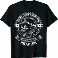 Streetwear Sons with Arthritis Ibuprofen Chapter Funny Biker Skull T Shirt Black Vintage Mens Graphic Tee Gothic Ropa Hombre Top S
