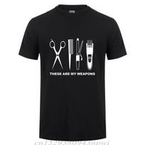 Barber Funny TShirt Unisex Short Sleeve ONeck Cotton Harajuku Casual Hairdresser Weapon T Shirt Scissors Clothing Summer Tops Tee S įvairiaspalvis