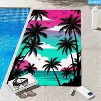 Tropical Sunset 2D Flat Printed Microfiber Beach Towel Sandproof Waterproof Surf Summer Holiday Swim Pool Yoga Mat 70x140cm&1pc