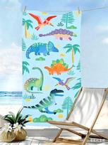 Cartoon Dinosaur Microfiber Beach Towel, Cute T-Rex Stegosaurus Bath Towel, Jurassic World Travel Blanket Gift for Boys Kids 50x100cm