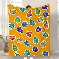 Game A-AMonG Us Throw Kid-Friendly Flannel Throw Blanket Soft Warm Anti-Static Washable All Season Size: 75*100cm, Weight: 230 GSM
