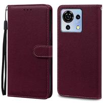 Dėklas ZTE Blade V50 Vita, knygutės tipo piniginė, odinis atverčiamas dėklas ZTE Blade V50 Vita, telefono dangtelis, coque, fundas ZTE Blade V50 Vita vyno raudonos spalvos