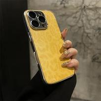 Plating Leopard Texture Leather Case For For Iphone 16 1 14 Plus 13 12 11 Pro Max Lens Protection Shockproof Soft Cover Capa For iPhone 11 Pro Max