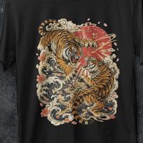 Japanese tiger, Japanese Fighting Tigers Tee, 90s Grunge t shirt, Aesthetic Shirt, Vintage Tattoo, Retro Animal Tee, Wild Tiger Shirt, gift M