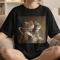 Cute Dancing Titanic Pose Cats Shirt, Funny Cat Lover Tee, Vintage Cat Graphic T-Shirt, Wholesome Feline Gift, Gildan 5000 Tee 2XL