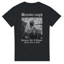 Sir David Attenborough Inspired T shirt | Humans Are A Plague Upon The Earth | Black Metal Style Distressed Graphic Tee | Nature Quote Shirt M