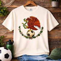 Vintage Mexico Eagle and Snake Soccer Crest T-Shirt | Mexican Emblem Tee 3XL