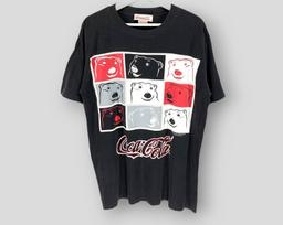 Vintage 90s Coca cola polar bear T-Shirt collectible soft drink promo tee casual outfit summer shirt single stitch black Medium 2XL