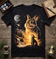 Vintage Bunny Howling Moon Shirt, 90s Retro Animal T-Shirt S
