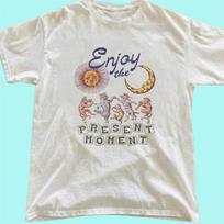 Oversized Baggy Shirts, Retro Graphic Shirt, Enjoy the Present Moment, Unisex Cotton Concert Apparel XL