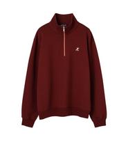 Edible Let Mini Eddy Logo Embroidered Half-Zip Sweat Shirt - Burgundy L