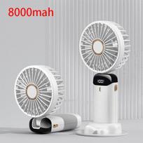 5000/8000 mAh nešiojamas ventiliatorius su išmaniuoju LED skaitmeniniu ekranu 5 greičių reguliuojamas USB įkraunamas mini rankinis kaklo ventiliatorius balta
