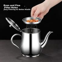 Stainless Steel Oil Dispenser with Filter, Oil Storage Container, Filtered Oil Bottle, Leak-Proof Seasoning Bottle, Oil Separator, Oil Bottle, 1.2L