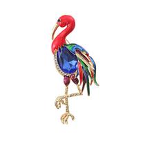 Weiman Cute Animal Flamingo Brooches Luxury Women Fashion Blue Rhinestone Crystal Gold Plated Customize Designer Brooch Pins XD824401 auksas