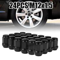 24PCS M12x1.5 Car Wheel Nuts Black Lug Nut Socket Steel For LandCruiser Prado For Ford 12x1.5 Black Auto Wheel Nuts Wear Parts