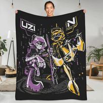Robot Murder Drones Anime Movie Warm Soft Blankets Uzi Travel Plush Throw Blanket Fashion Chair Flannel Bedspread Sofa Bed Cover Size: 75*100cm, Weight: 230 GSM