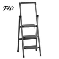 Step Stool Ladder 3 Ladder, Portable Steel Folding with Tool Platform, Wide Anti-Slip Pedal and Feet for Household, Office, Iron Construction, juoda