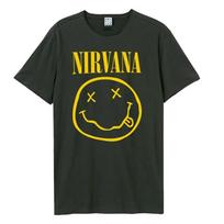 Amplified TShirt Nirvana Worn Out Smiley Charocal New S