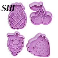Cookie Cutter 4Pcs/Set Cartoons Pattern Non-Stick Baking Moulds Plastic Pastry Pressing Mould for Kitchen Mold 5