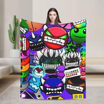 Geometrijos žaidimų dryžuotas flanelinis pledas žiemai itin minkštas pledas mergaitėms berniukams miegamajam juokingas lovatiesė sofos lovos užvalkalas 75X95CM