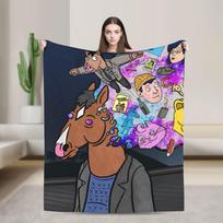 BoJackas Žirgas Šilta Minkšta Antklodė Kelionėms Biuras Pliušinis Mėtomasis Pledas Patogus Lauko Flanelinis Lovatiesė Sofos Lovo Dangalas 75X95CM