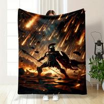 Spartan Warrior Meteor Shower Rug Bedroom Blanket for Livingroom Couch Lunch Break Soft Throw for Friend's Festival Gift 75X95CM