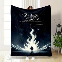Glowing Flame Figure Starry Sky Blanket  Printed Blanket for Living Room Bed Couch Lunch Break Soft Cozy Blanket for Friend's Festival Gift 75X95CM