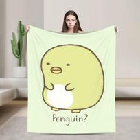 Sumikko Gurashi pingvinas megztas pledas flanelinis itin minkštas pledas kelionėms lėktuvu lovatiesė 75X95CM