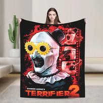 Terrifier pliušinis pledas vaikams ir suaugusiems, siaubo filmo flanelinis pledas miegamajam, šiltas, minkštas, kokybiškas, lovatiesės, dovanų idėja 75X95CM