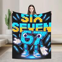 Six Seven Brainrot Italian Funny  Gaming Meme Blanket Soft Fashion Plush Throw Blanket For Boy Living Room Flannel Bedspread 75X95CM