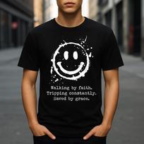 Walking by Faith Tripping Constantly Saved by Grace T-Shirt 3XL
