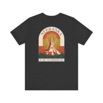 Nebraska Cornhusker Art Deco T-Shirt | Retro Great Plains Sunset Graphic Tee | Nebraska Pride Gift 2XL