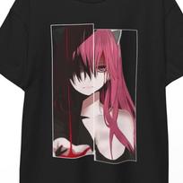 Lucy Elfen Lied Anime Shirt Sad Girl Aesthetic Manga Tee Diclonius Horns Vector Arms Japanese Anime Fan Gift Dark Otaku Streetwear Tee Shirt 3XL