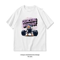 Bodybuilder Strong Duck Quacking Workout Tshirt Woman Man Casual Cotton Graphic T Shirts Creative Adult Oneck Streetwear S įvairiaspalvis