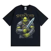Funny The Sherktcher Shrek Witcher Meme T Shirt Men's Clothing Cotton Vintage Oversized T-shirts Man Fashion Casual Cozy T-shirt S įvairiaspalvis