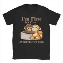 Unisexs TShirts Sad Monkey Punch Im Fine Its Fine Funny Cotton Tee Shirt Short Sleeve  T Shirts Round Neck Tops Gift Idea S įvairiaspalvis