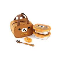Rilakkuma Kids 2-Tier Stainless Steel Lunch Box Set (with Fork & Spoon) Brown