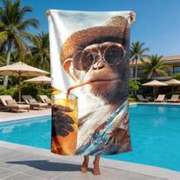 1pcs Fun vacation-style monkeys polyester microfiber beach towel is highly absorbent, suitable for swimming and beach outings 27x55inch 70x140cm&1pc